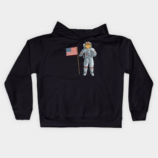 Astronaut With American Flag Space Moon USA Kids Hoodie